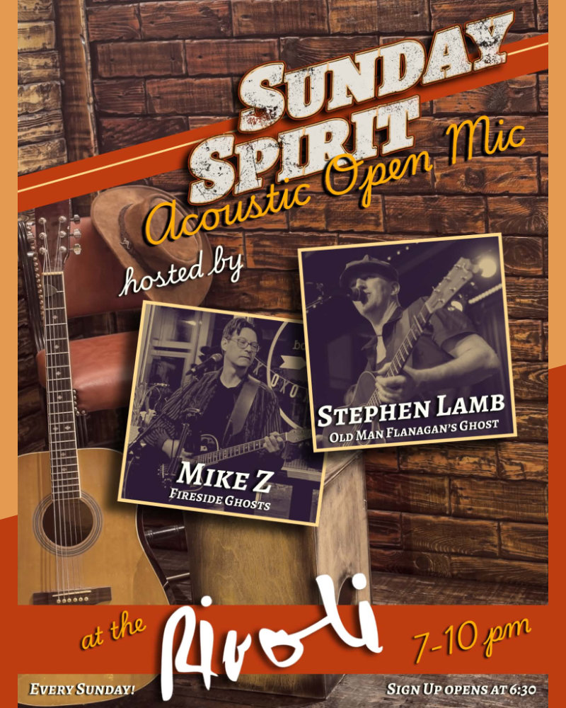 Sunday Spirit Open Mic at the Rivoli event poster
